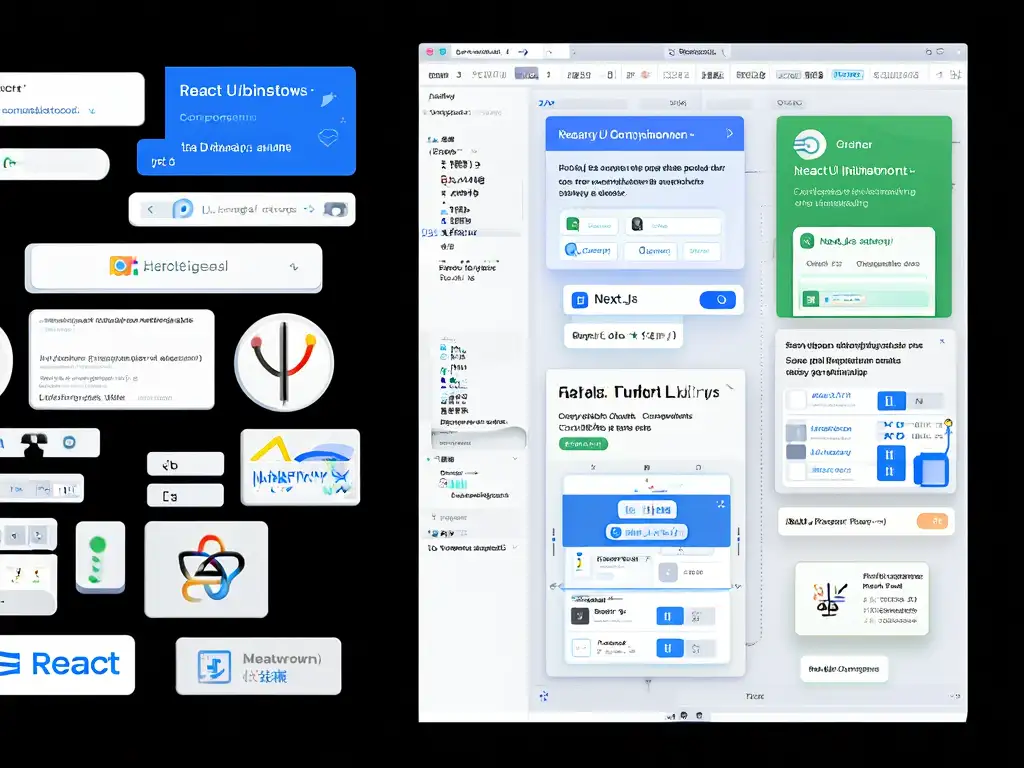 개별 UI 구성 요소인 React와 통합된 프레임워크인 Next.js를 비교하는 이미지