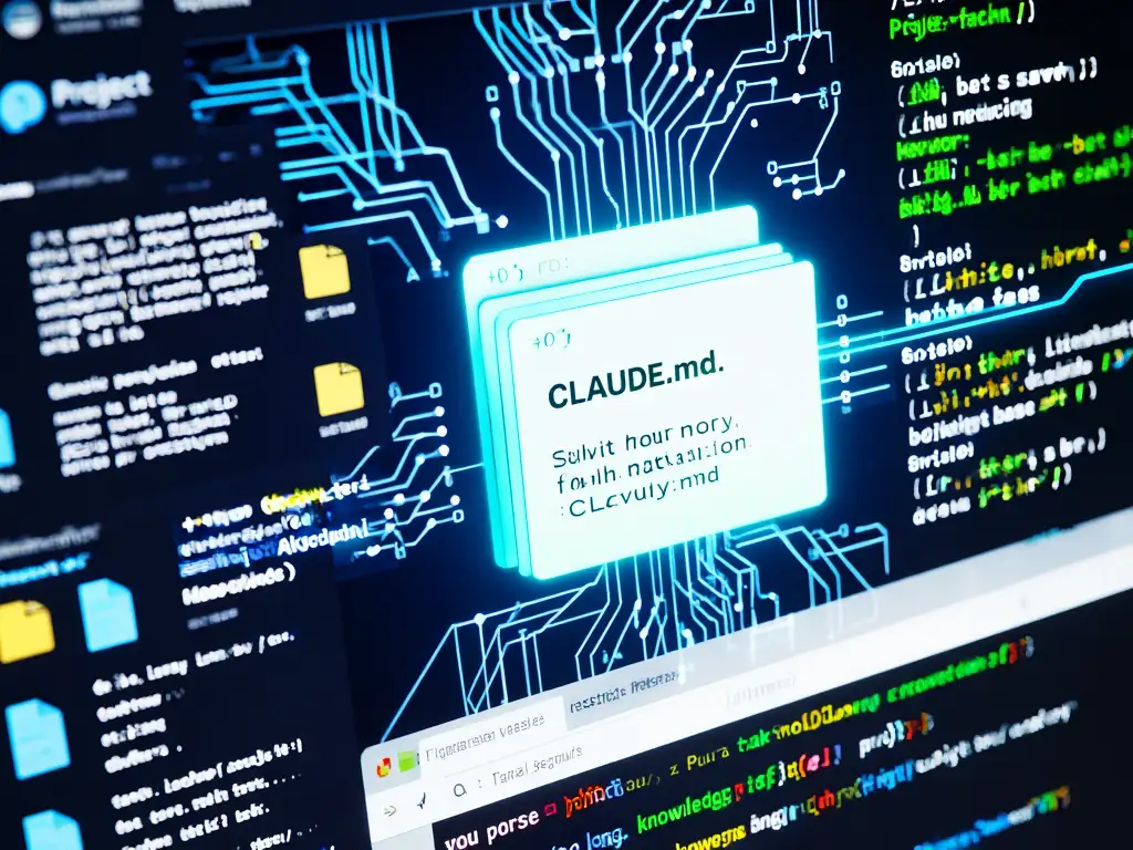 프로젝트의 핵심 규칙과 맥락을 담은 CLAUDE.md 파일이 AI의 장기기억으로 기능하는 모습