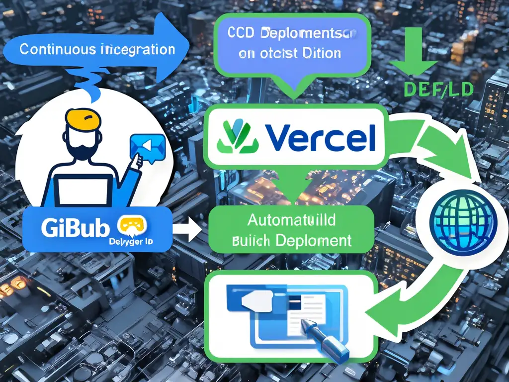 GitHub 푸시부터 Vercel을 통한 자동 빌드 및 라이브 배포까지의 CI/CD 파이프라인 개념도