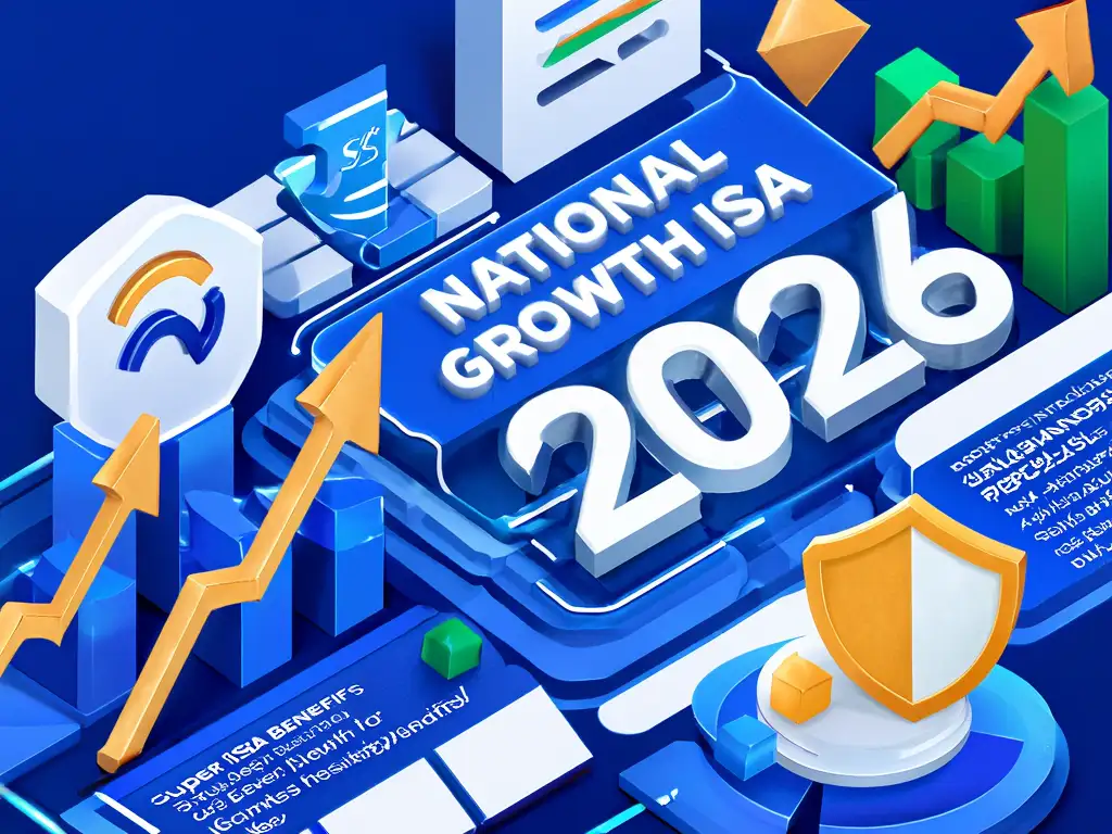 국민성장ISA 2026의 혁신적이고 안전하며 큰 재정적 성장을 나타내는 현대적인 금융 인포그래픽 이미지.