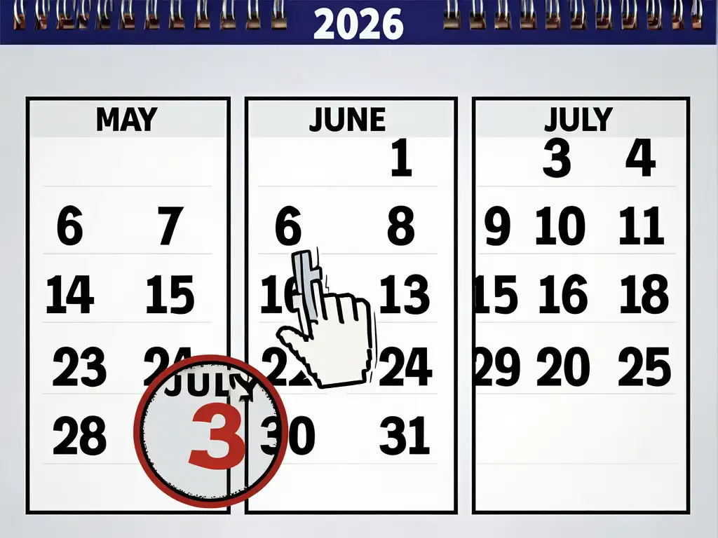 2026년 7월 3일 고유가 지원금 신청 마감일이 강조된 달력